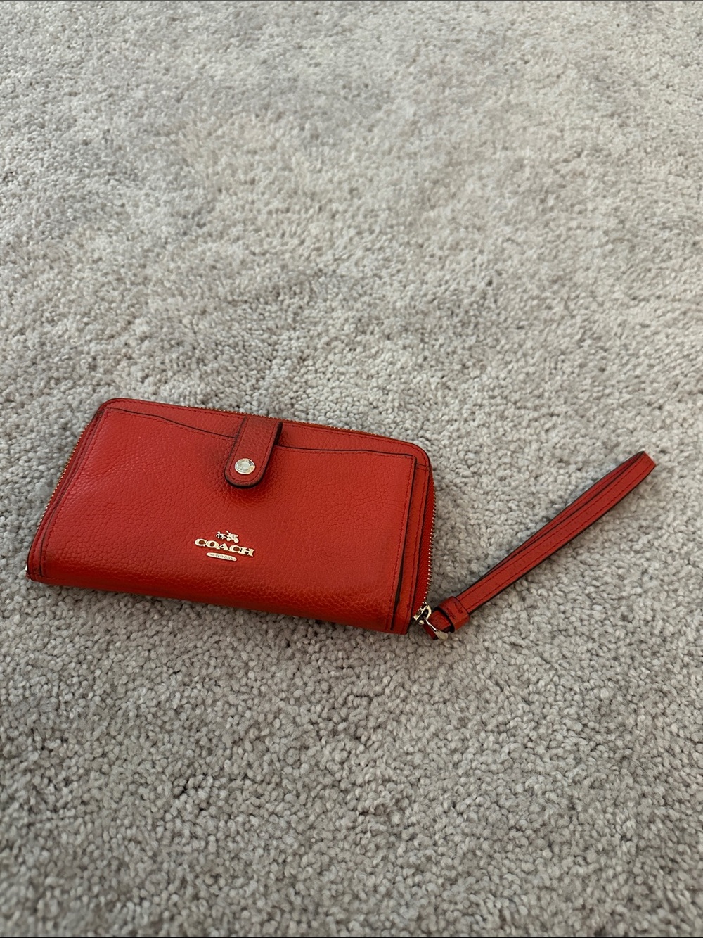 Coach Red Pebbled Leather Wristlet